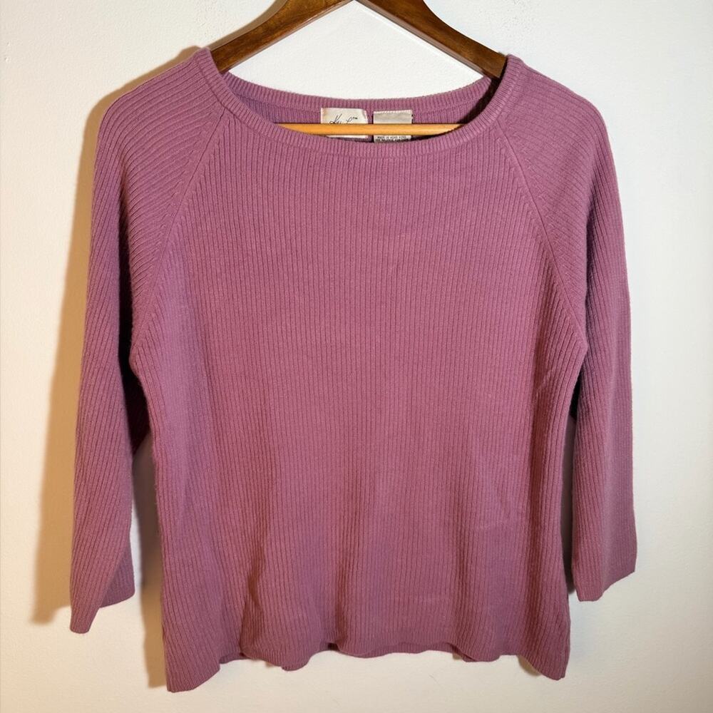 Purple Ribbed Knit Sweater